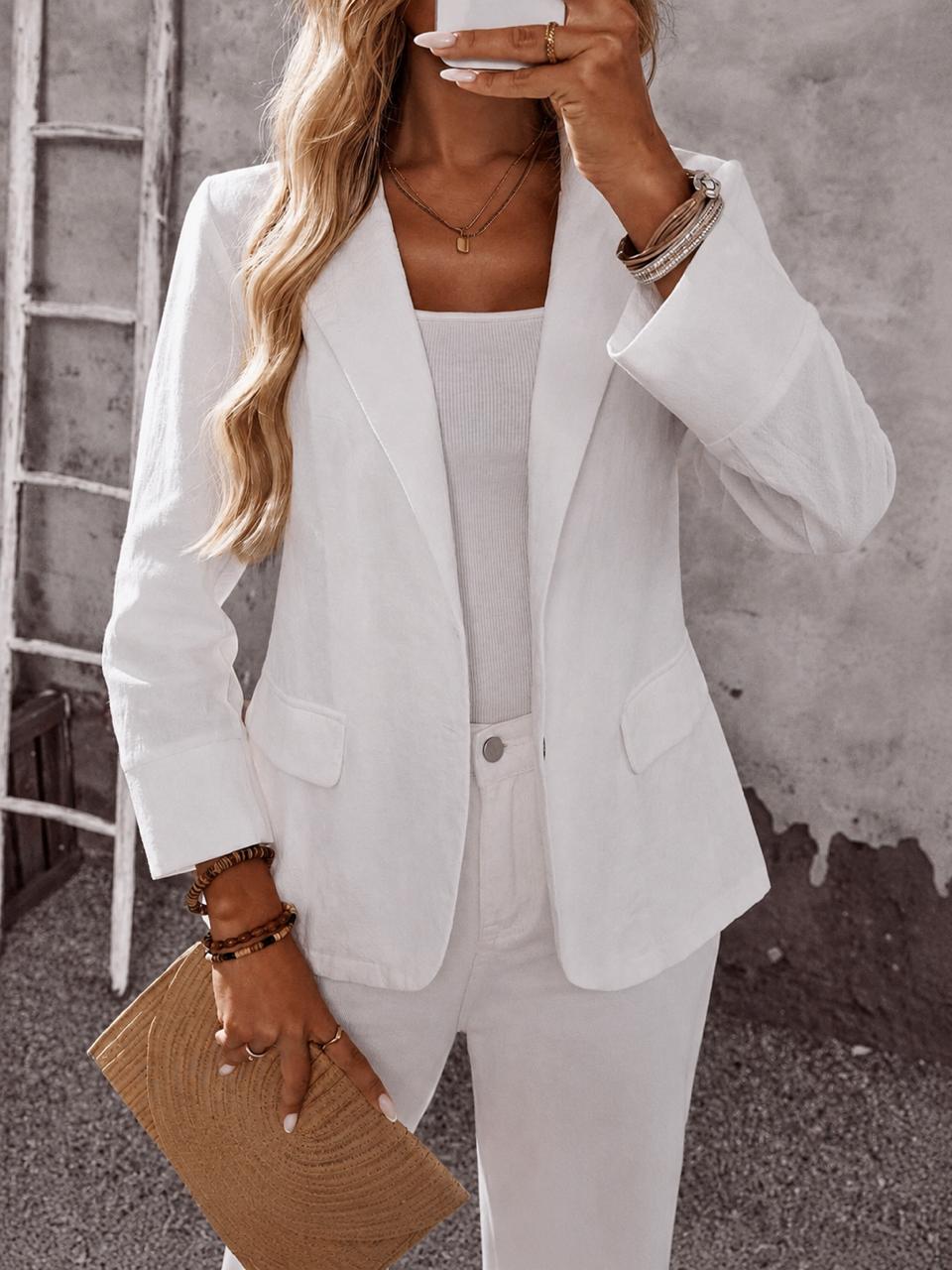 Minimalist White Casual Blazer