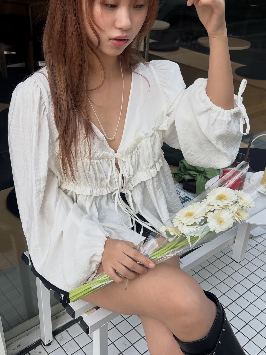 Étoile Ribbon Peplum Blouse